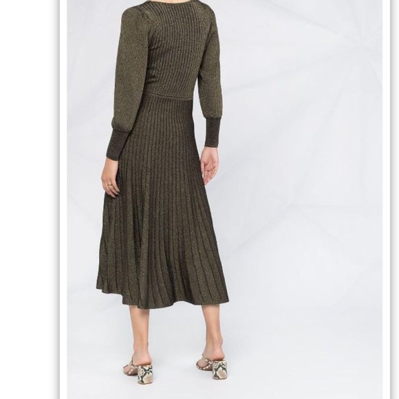 SANDRO Paris Aure Metallic Long Lurex Knit Dress! - Picture 7 of 16